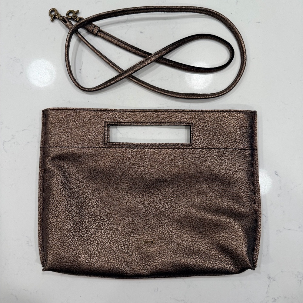 The Sak Linden Leather Elegant Metallic Crossbody/Clutch Bag
